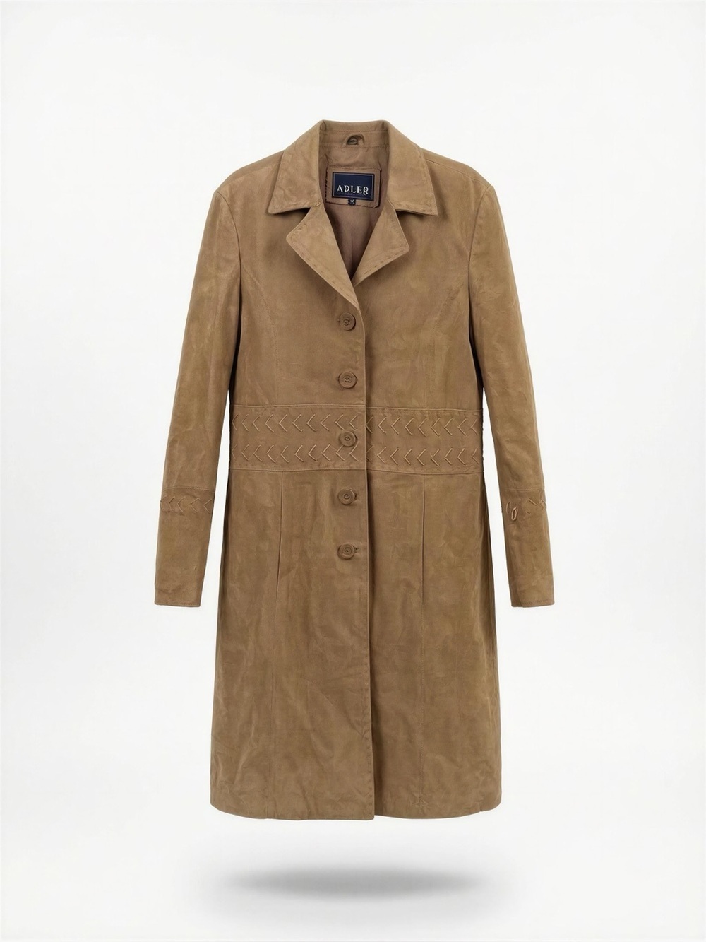 Women's Tan Leather Button-Front Coat Size M